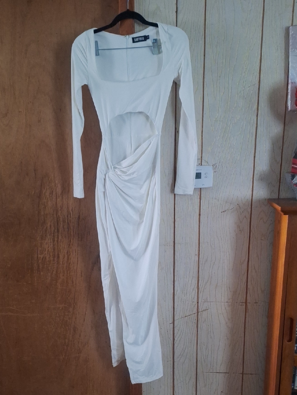 White Long Sleeve Cutout Maxi Dress